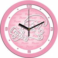 Tulane Green Wave Pink Wall Clock