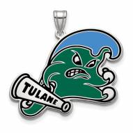 Tulane Green Wave Sterling Silver Extra Large Enameled Pendant