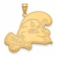 Tulane Green Wave Sterling Silver Gold Plated Extra Large Pendant