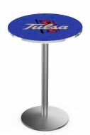 Tulsa Golden Hurricane Stainless Steel Bar Table with Round Base