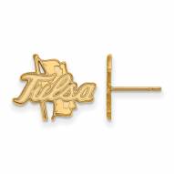 Tulsa Golden Hurricane Sterling Silver Gold Plated Small Post Earrings