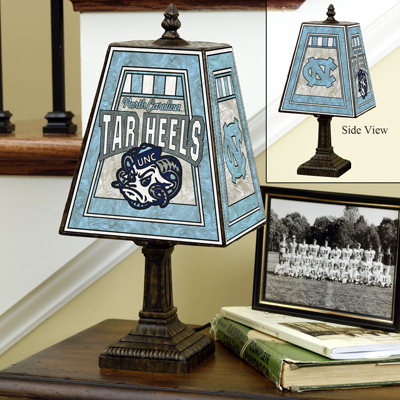 North Carolina Tarheels NCAA Hand-Painted Art Glass Table Lamp