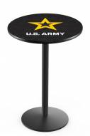 U.S. Army Black Knights Black Wrinkle Bar Table with Round Base