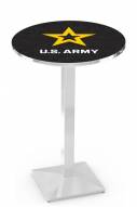 U.S. Army Black Knights Chrome Bar Table with Square Base