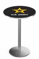 U.S. Army Black Knights Stainless Steel Bar Table with Round Base