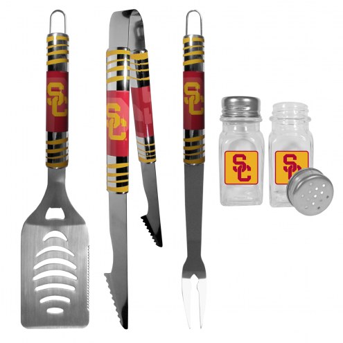 USC Trojans 3 Piece Tailgater BBQ Set and Salt and Pepper Shakers