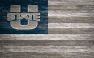 Utah State Aggies 11" x 19" Distressed Flag Sign