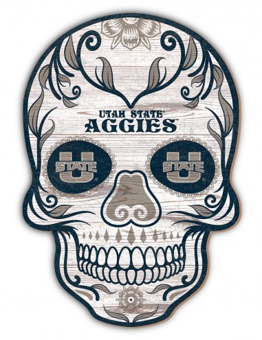 Utah State Aggies 12&quot; Sugar Skull Sign