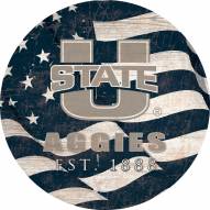 Utah State Aggies 12" Team Color Flag Circle Sign