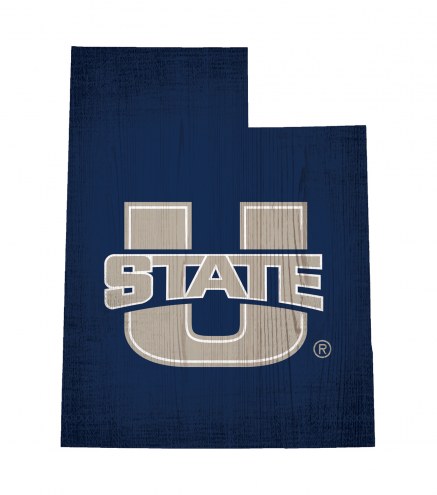 Utah State Aggies 12&quot; Team Color Logo State Sign