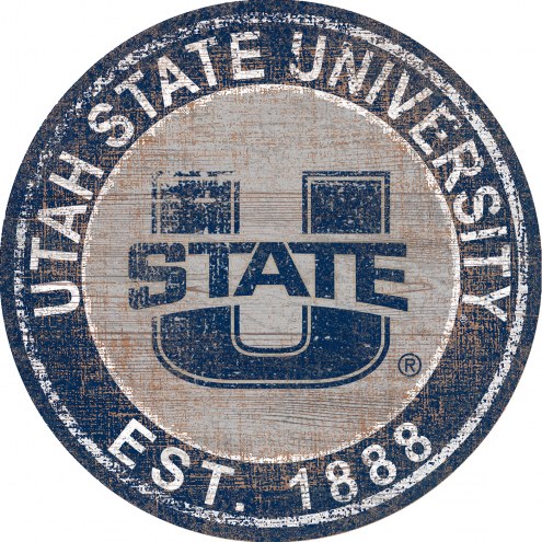Utah State Aggies 24&quot; Heritage Logo Round Sign