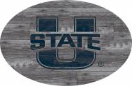 Utah State Aggies 46" Distressed Wood Oval Sign