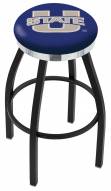 Utah State Aggies Black Swivel Barstool with Chrome Accent Ring