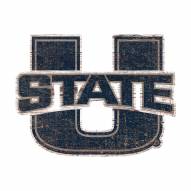 Utah State Aggies Distressed Logo Cutout Sign