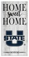 Utah State Aggies Home Sweet Home Whitewashed 6" x 12" Sign