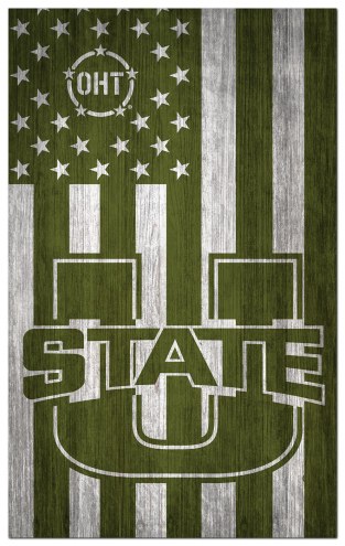 Utah State Aggies OHT Military Green Flag 11&quot; x 19&quot; Sign
