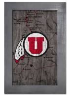 Utah Utes 11" x 19" City Map Framed Sign