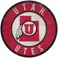 Utah Utes 12" Circle with State Sign