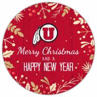 Utah Utes 12" Merry Christmas & Happy New Year Sign