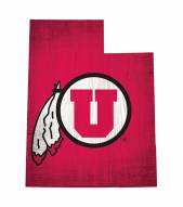 Utah Utes 12" Team Color Logo State Sign