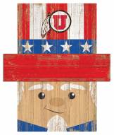 Utah Utes 19" x 16" Patriotic Head