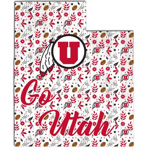 Utah Utes 24&quot; Floral State Sign