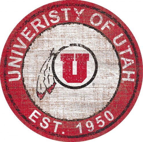 Utah Utes 24&quot; Heritage Logo Round Sign
