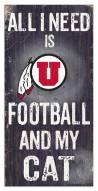 Utah Utes 6" x 12" Football & My Cat Sign