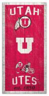 Utah Utes 6" x 12" Heritage Sign