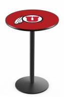 Utah Utes Black Wrinkle Bar Table with Round Base