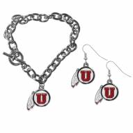 Utah Utes Chain Bracelet & Dangle Earring Set