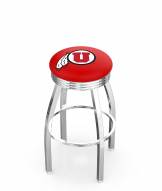 Utah Utes Chrome Swivel Barstool with Ribbed Accent Ring