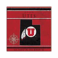 Utah Utes Coordinates 10" x 10" Sign