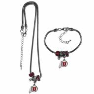 Utah Utes Euro Bead Necklace & Bracelet Set