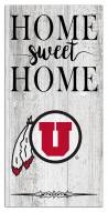 Utah Utes Home Sweet Home Whitewashed 6" x 12" Sign