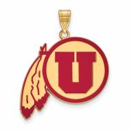 Utah Utes Sterling Silver Gold Plated Extra Large Pendant