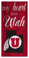 Utah Utes My Heart State 6" x 12" Sign