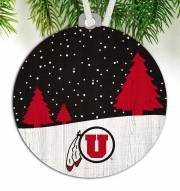 Utah Utes Snow Scene Ornament