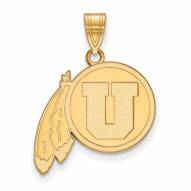 Utah Utes Sterling Silver Gold Plated Large Pendant