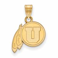 Utah Utes Sterling Silver Gold Plated Small Pendant
