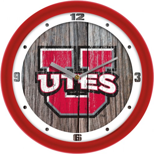 Utah Utes Weathered Wood Wall Clock