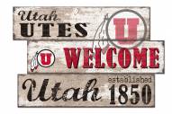 Utah Utes Welcome 3 Plank Sign
