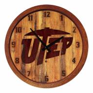 UTEP Miners "Faux" Barrel Top Wall Clock