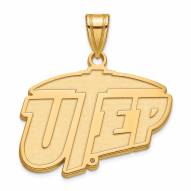 UTEP Miners Sterling Silver Gold Plated Large Pendant