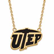 UTEP Miners Sterling Silver Gold Plated Large Pendant Necklace