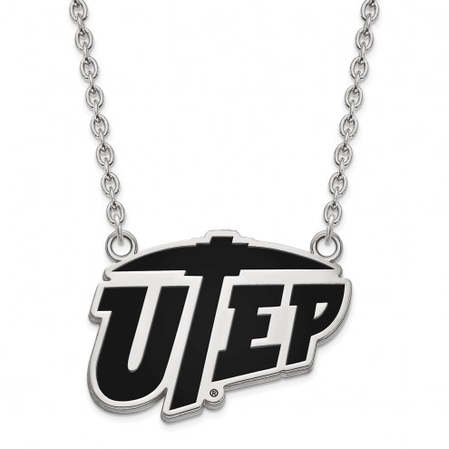 UTEP Miners Sterling Silver Large Pendant Necklace