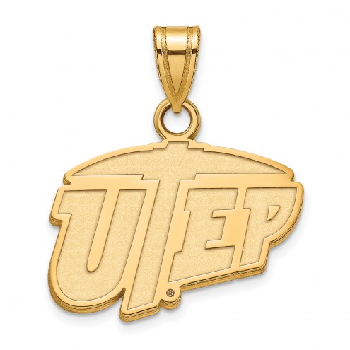 UTEP Miners Sterling Silver Gold Plated Small Pendant