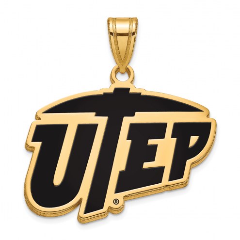 UTEP Miners Sterling Silver Gold Plated Large Enameled Pendant