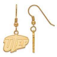 UTEP Miners Sterling Silver Gold Plated Small Dangle Earrings