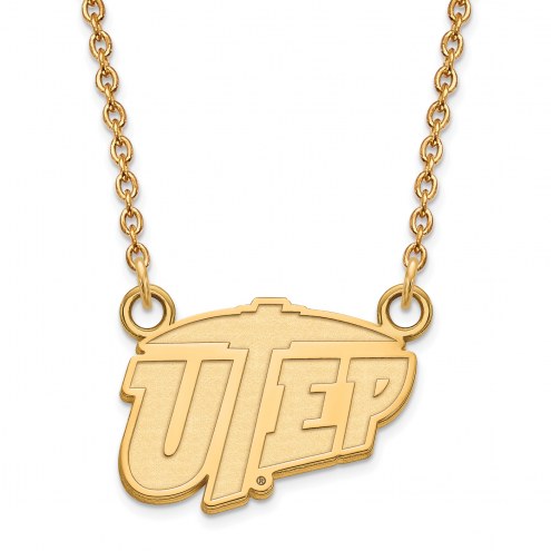 UTEP Miners Sterling Silver Gold Plated Small Pendant Necklace
